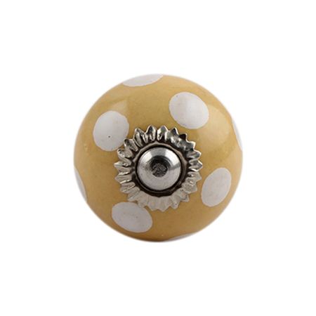 Beige Polka Dot Small Ceramic Drawer Knob